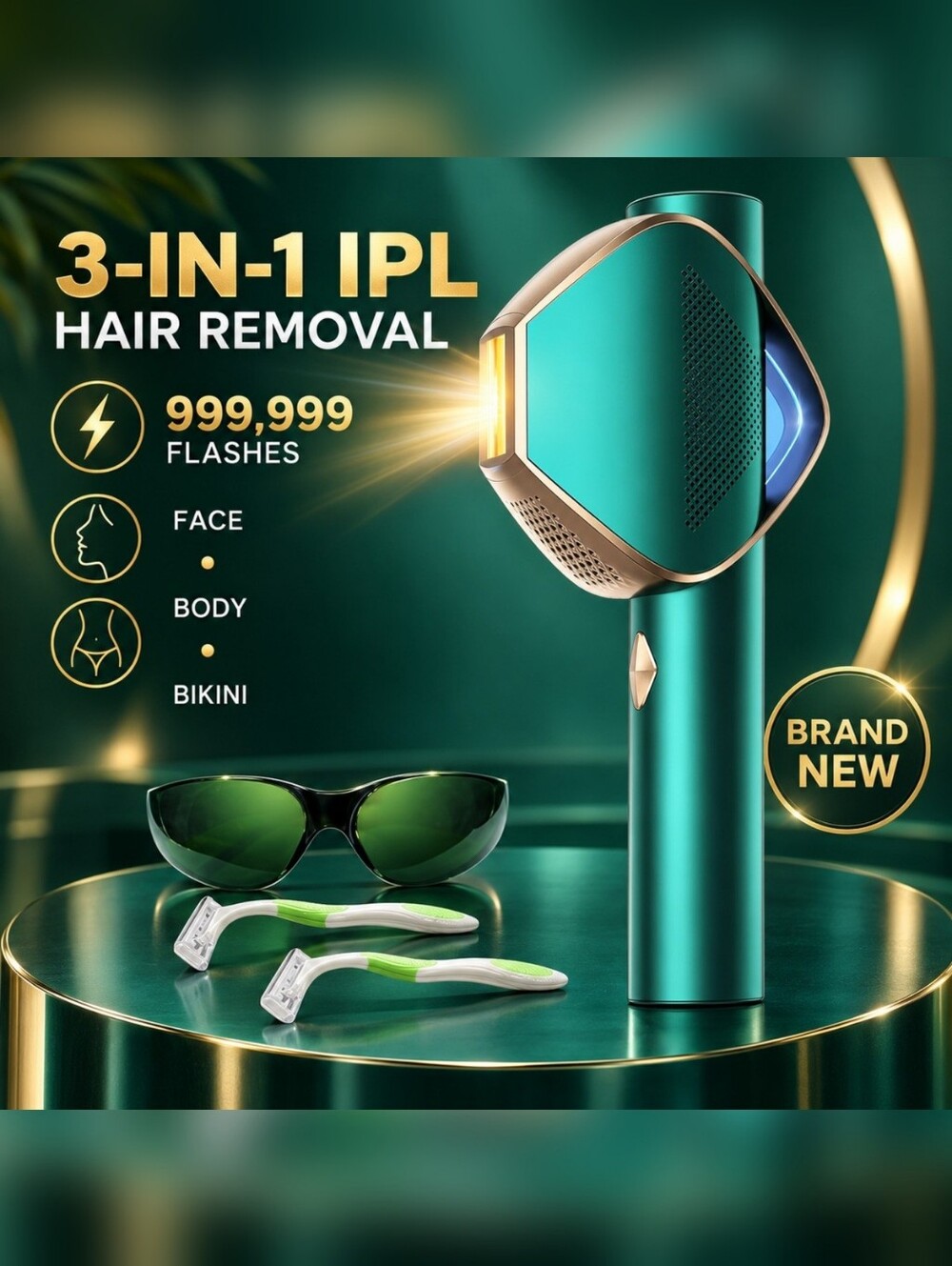 New 3-in-1 IPL Hair Removal Device 999,999 Flashes